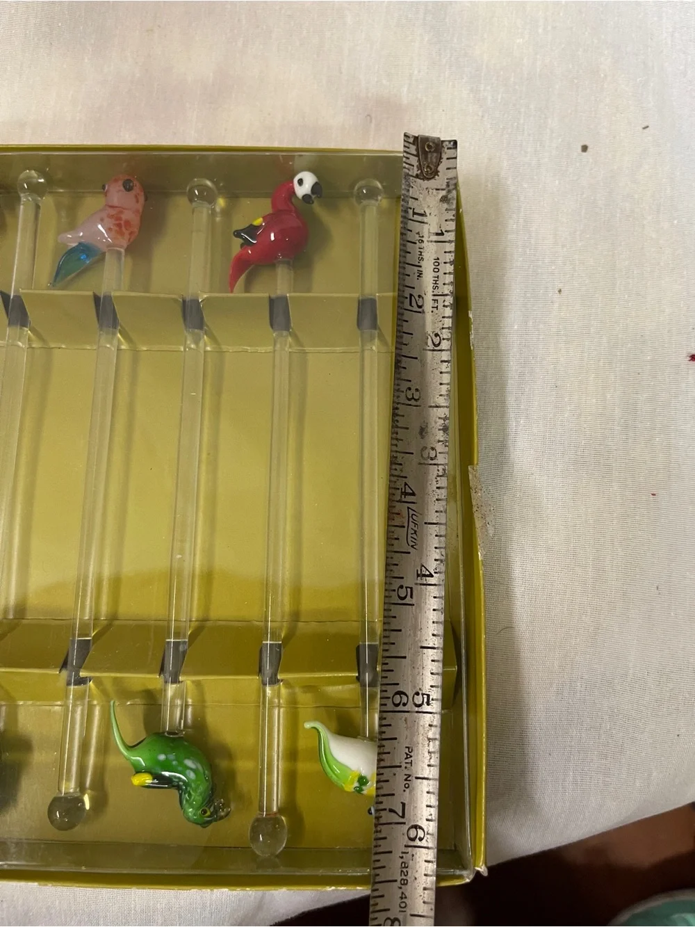 Vintage Pier 1 Hand Blown Glass Parrots Cocktail Swizzle Sticks - Multicolored